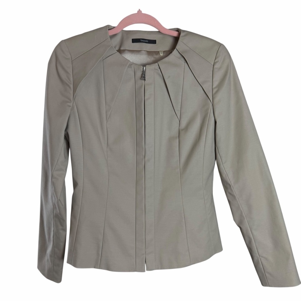 Tahari Tailored Peplum Zip Front Blazer
